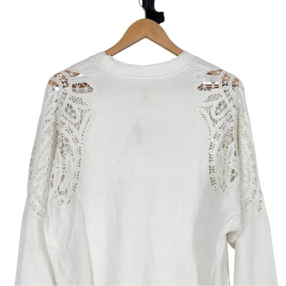 Free People Movement Sun and Done Sweatshirt in Ivory size Small Crochet Trim - Picture 8 of 14
